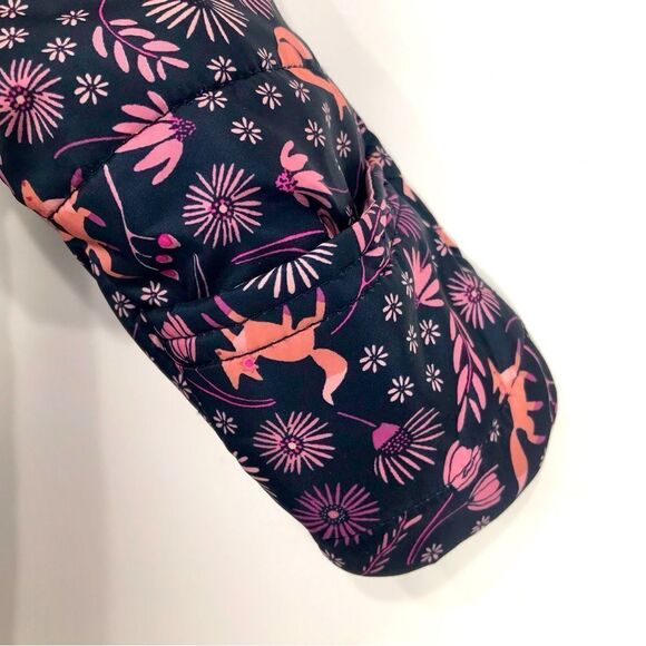 First Impressions Navy Blue Pink Floral Hooded Quilted Infant Snowsuit - Picture 9 of 14